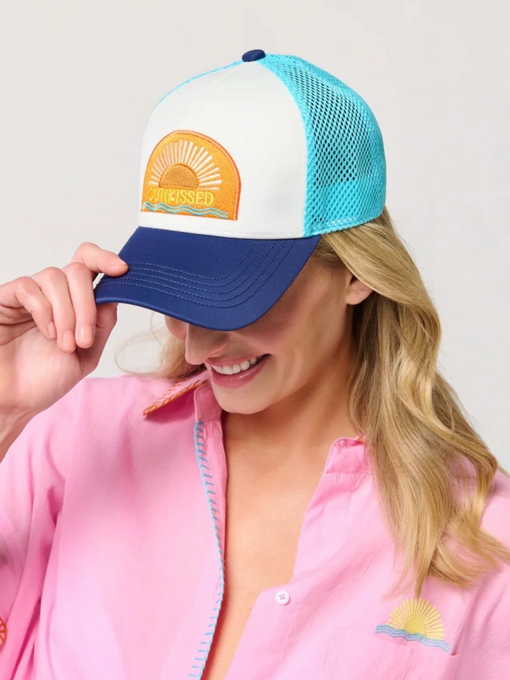 Shiraleah Sunkissed Sunrise Trucker Hat Blue NWT
